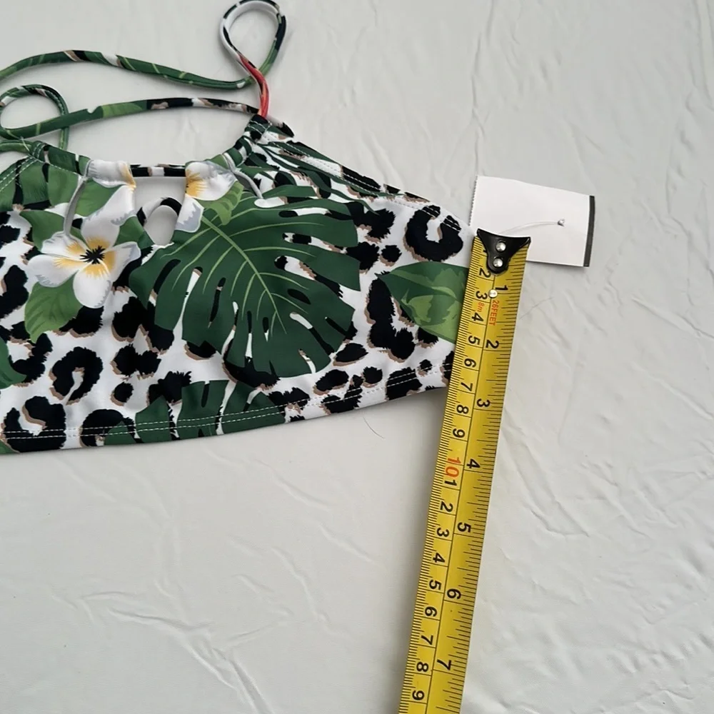 Coral and Reef Addison multicolor white green red black floral bikini